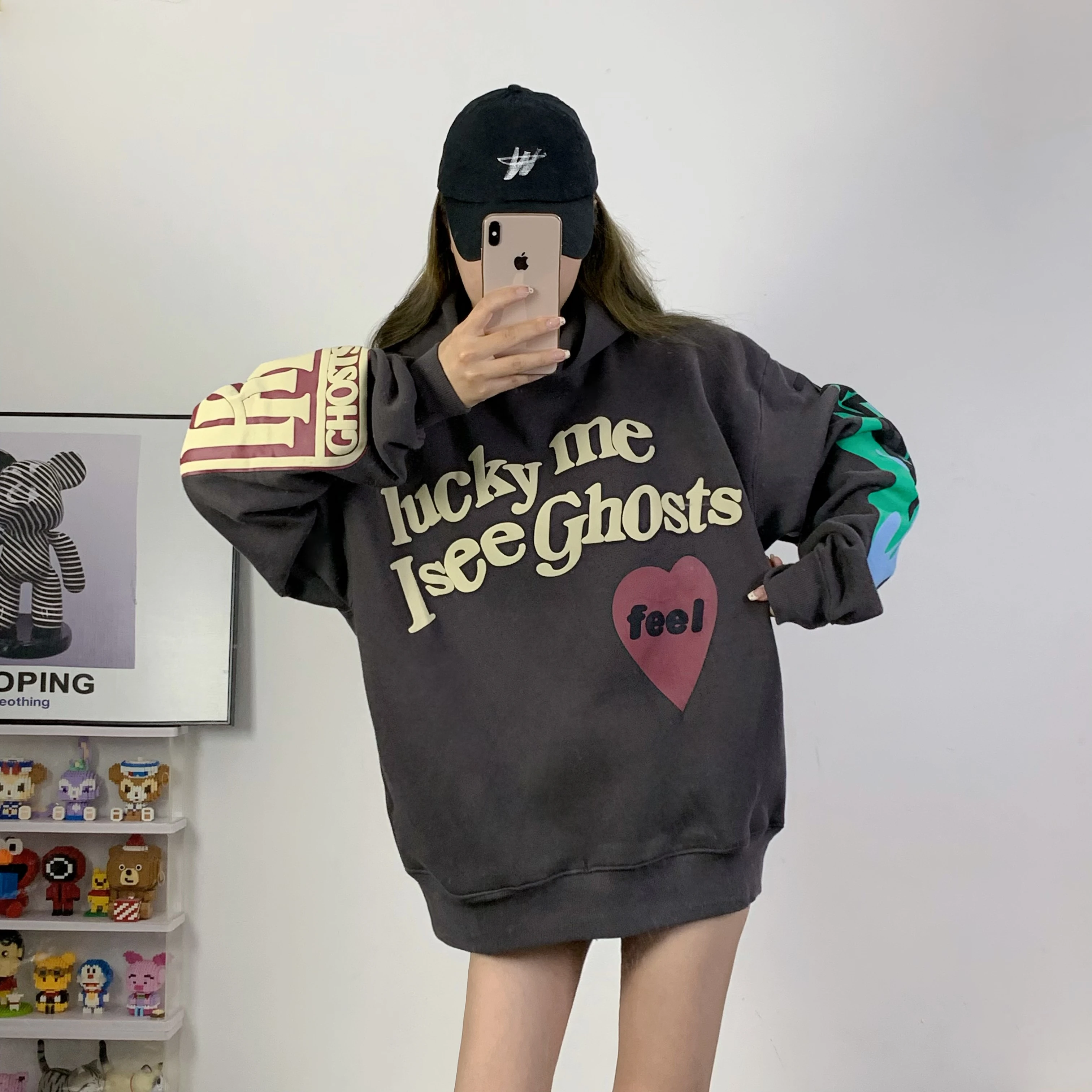 Oversized 2023 Winter CPFM.XYZ Kanye West Hoodie Men Women Top Quality Sweatshirt Puff Print Lucky Me I See Ghosts Pullover