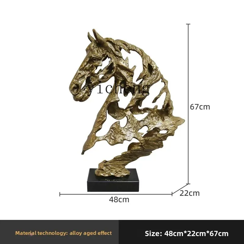 BJ-9  Abstract Hollow Horse Head Artwork Desktop Resin Animal Sculpture Hotel Model Room Soft Decoration Iron Art Ornament