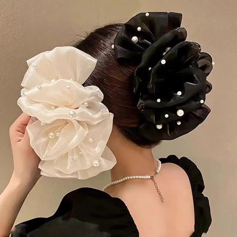 الصيف الحلو الساتان القوس الكبير مشبك شعر مقاطع للنساء بلون أنيق Bowknot ذيل حصان كليب جديد غطاء الرأس اكسسوارات