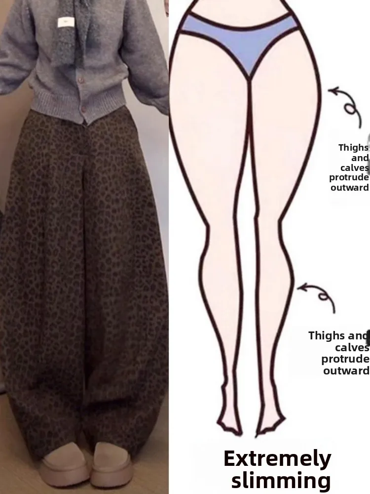 Pantalones informales de pierna ancha con forro de Fce de cintura alta para mujer, pantalones largos holgados y adelgazantes de talla grande con hoja recta para ir al trabajo