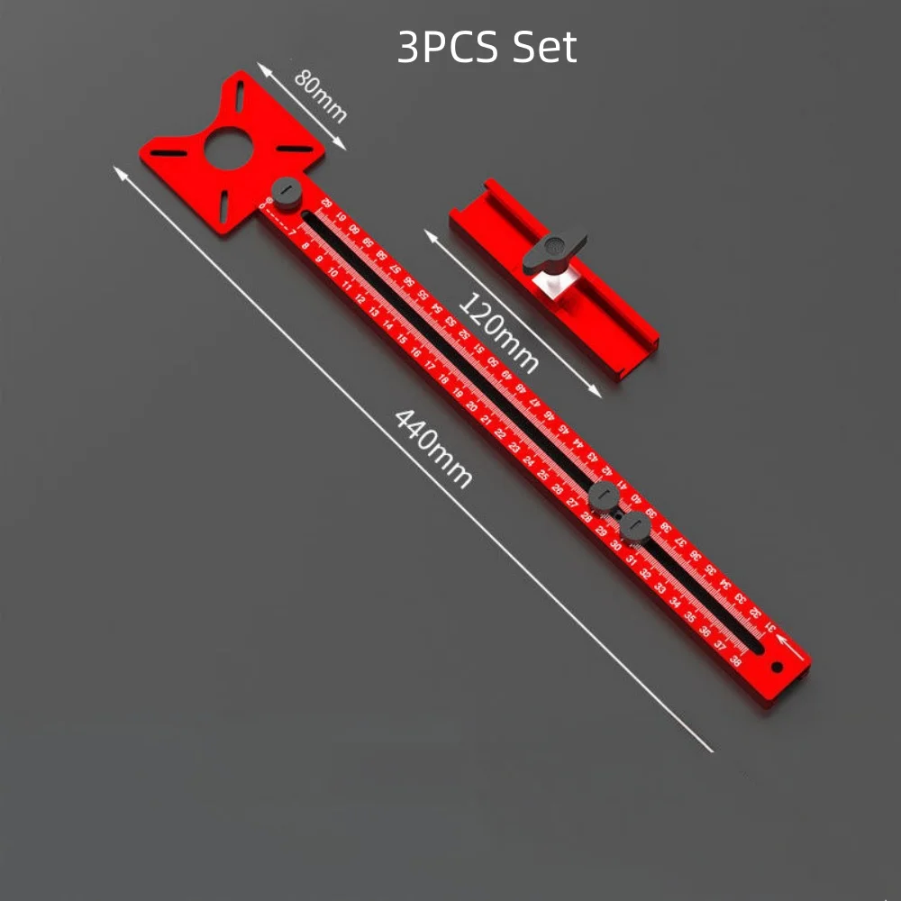 3Pcs Woodworking Router Locator Set,  Drilling Guide, Circle Cutting & Groove Positioning Ruler for Wood Milling Trimming