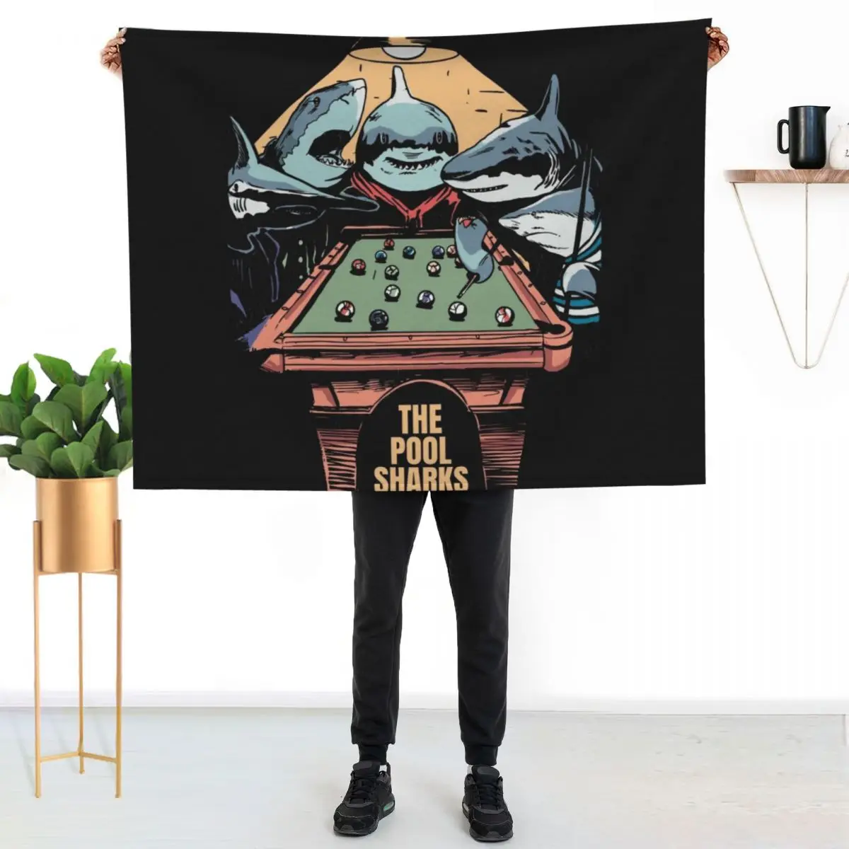 The Pool Sharks // Funny Parody Painting Throw Blanket Long Lasting Soft Plush Blanket for Daily Use