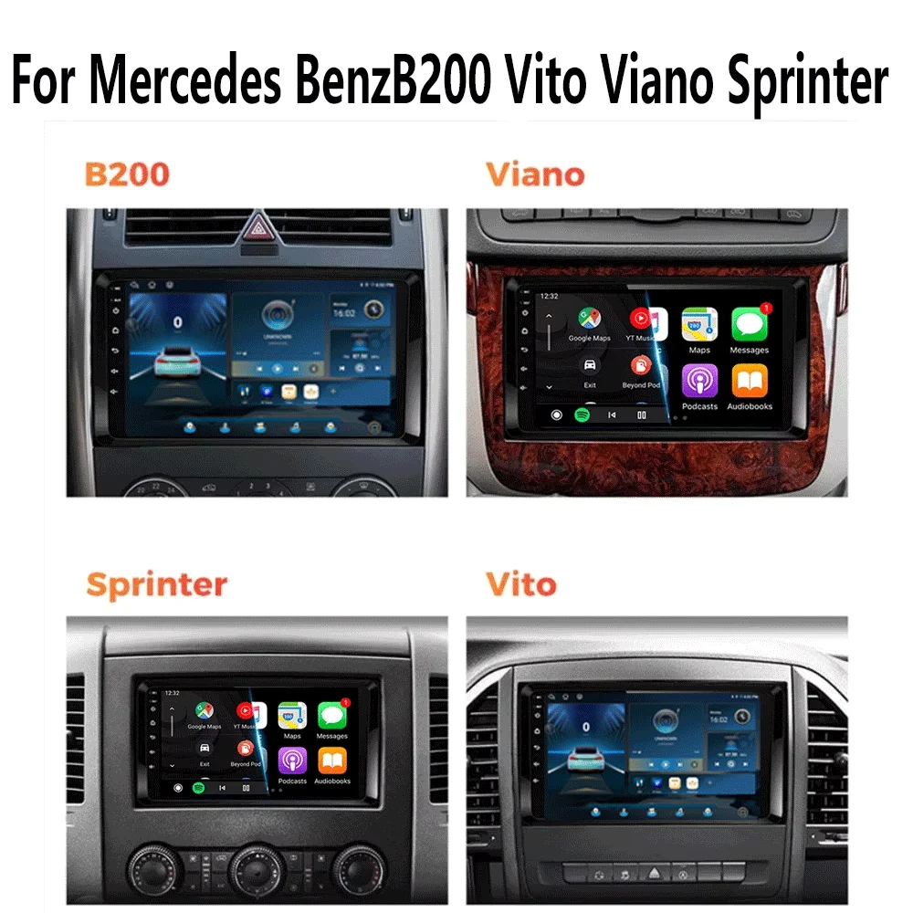 

Android 16 Car Radio for Mercedes Benz B200 Sprinter W906 W639 AB Class W169 W245 Viano Vito Multimedia Player 2 Din Stereo DSP