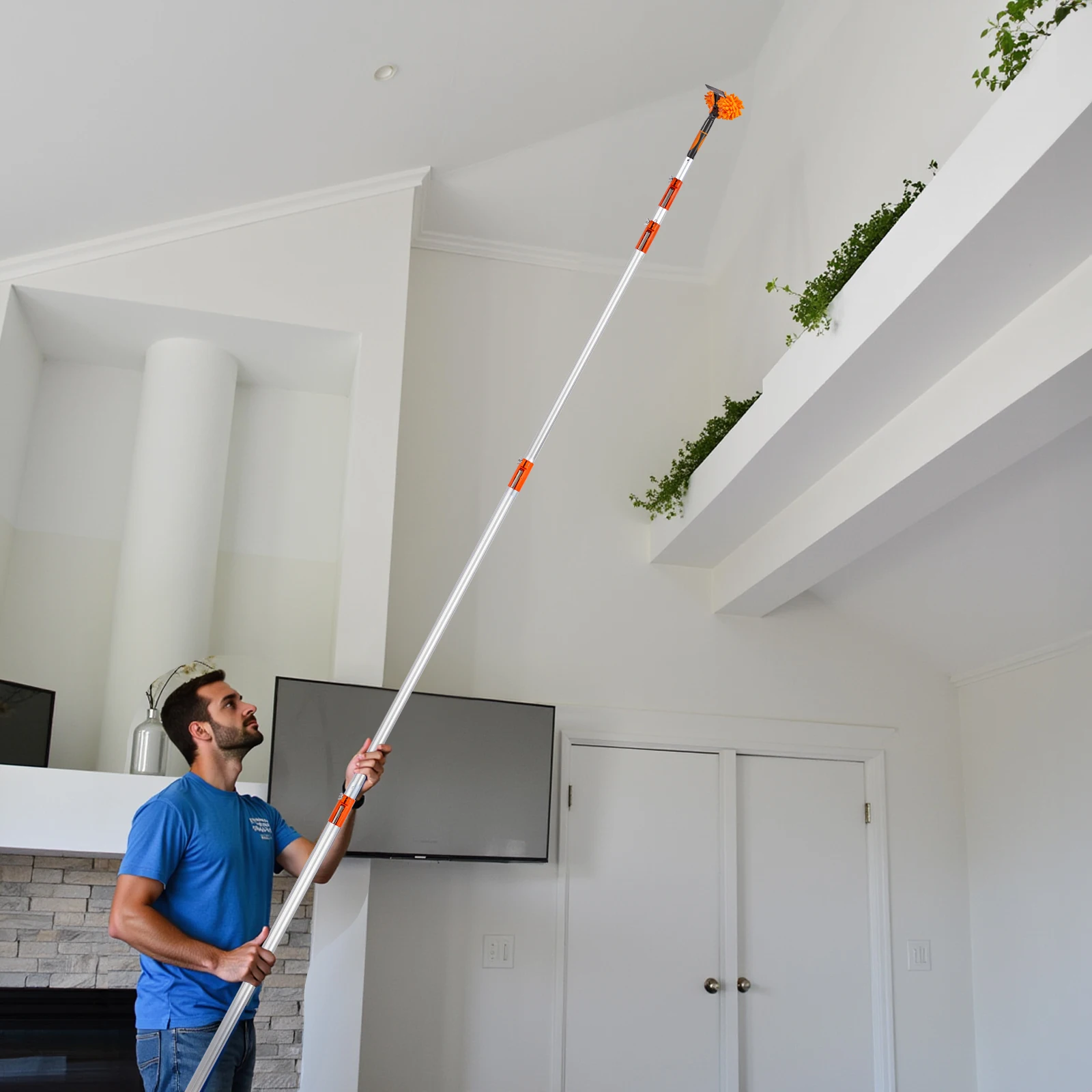 

4-24FT Extension Pole, tools, Window Cleaning, High Reach, for paint rollers, squeegees,for painting, cleaning, or outdoor jobs