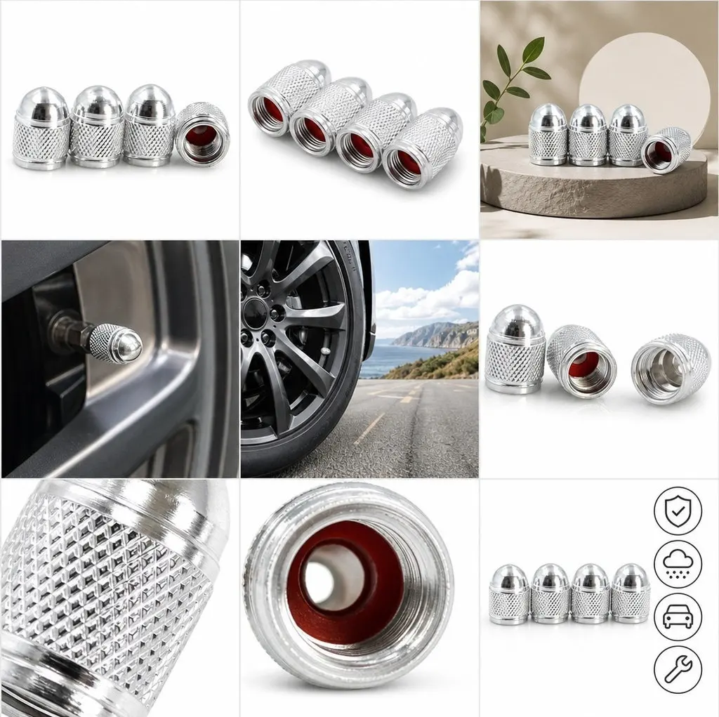 4Pcs Bullet Style Aluminum Alloy Tyre Caps Silver 11x11x16mm Car Truck Pickup Tire Valve Cover Prevent Core Damage Easy Install