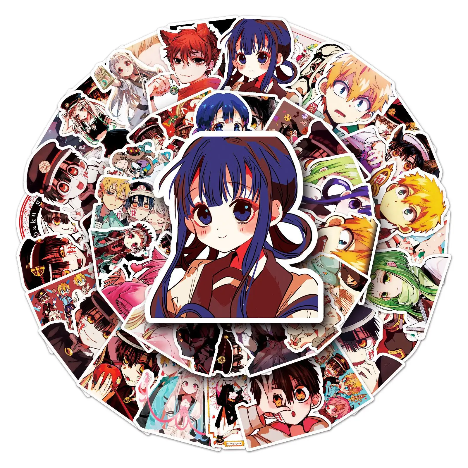 50 Pcs Toilet-bound Hanako-kun Cartoon Anime Stickers DIY Graffiti Notebook Skateboard Refrigerator Waterproof Stickers Toys