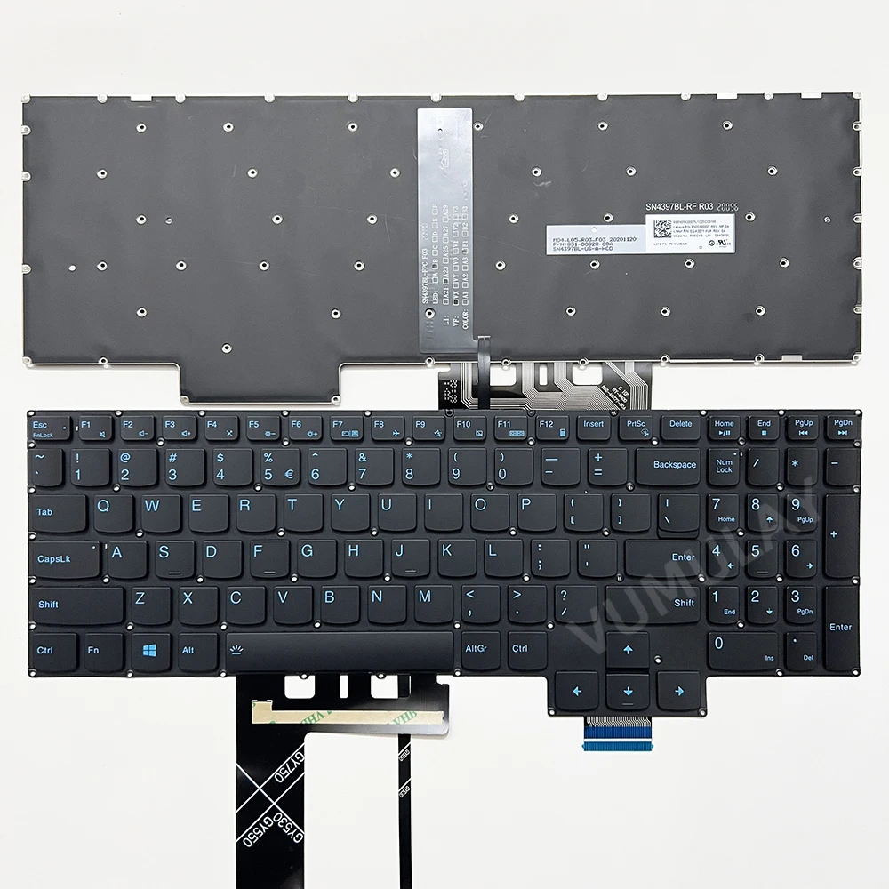 Podświetlana klawiatura US/Russian dla Lenovo Legion 5-15ARH05H 5-15IMH05 5-15IMH05H 5-17IMH05 5P-15ARH05H 5P-15IMH05 5P-15IMH05H IdeaPad Gaming 3-15IMH05 3-15ARH05 3-15ACH05 15ARH05 15ACH 3-15ACH6 3-15IHU6