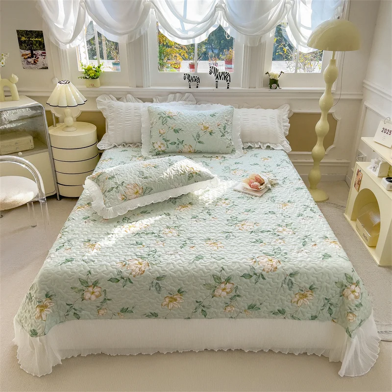 

Missdeer 1 шт. 100% хлопок Покрывало в цветочном стиле Queen Size Покрывало с оборками Постельное белье falda de cama (без наволочки)