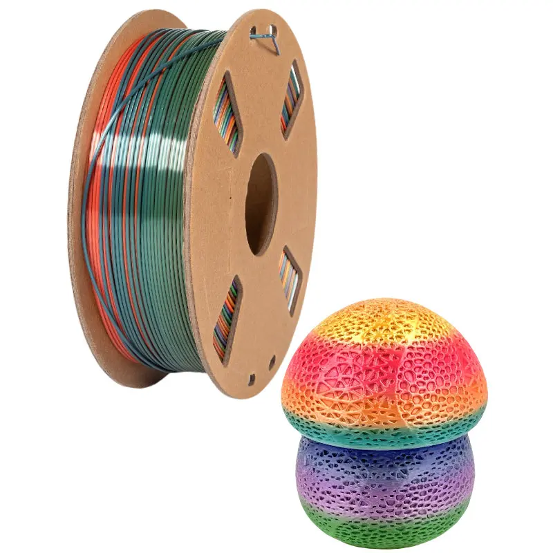 Zebot Silk Rainbow PLA 3D Printer Filament, 1.75mm, Vibrant Color Shifts, 2.2lbs Spool - Perfect for Creative Projects