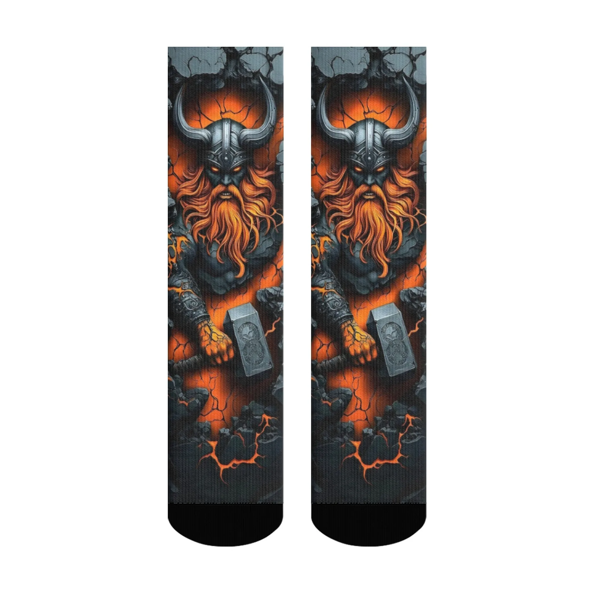 Lava Viking Warrior Socks Soft Comfortable Skin-Friendly Men's Socks Outdoor Sports Fitness Retro Fashion Edgy Compression Socks