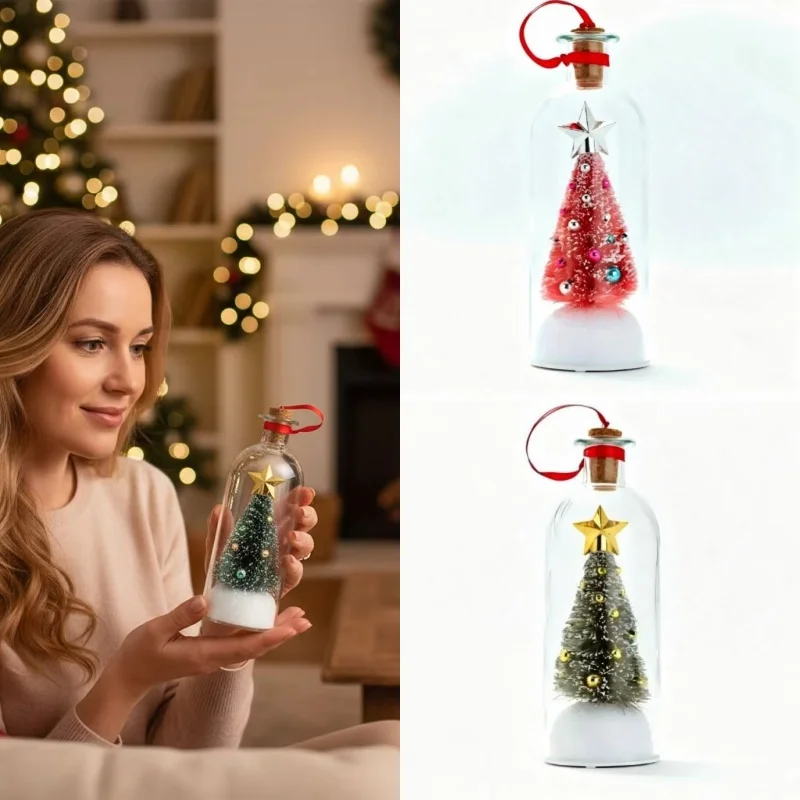 Weihnachtsbaum-Segenflasche Vintage Glas Schneeszene Ornament Kreative Weihnachts-Tischdekoration Festliches Partygeschenk – Detail 4