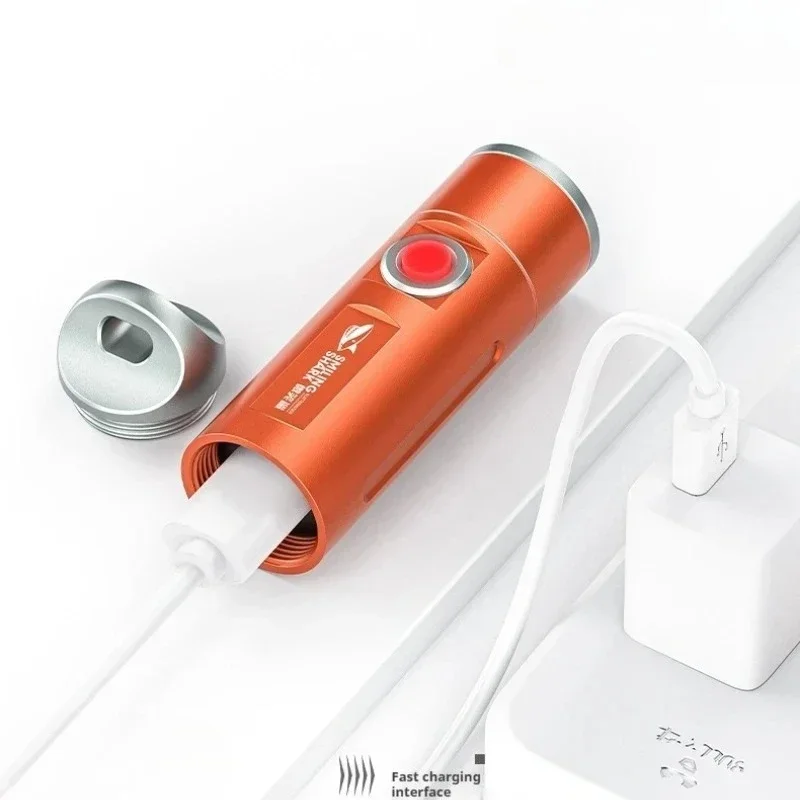 lanterna-de-bolso-telescopica-com-zoom-recarregavel-mini-com-design-de-tubarao-sorridente-5-niveis-de-ajuste-a-prova-d'agua-para-uso-ao-ar-livre-modelo-tip-161