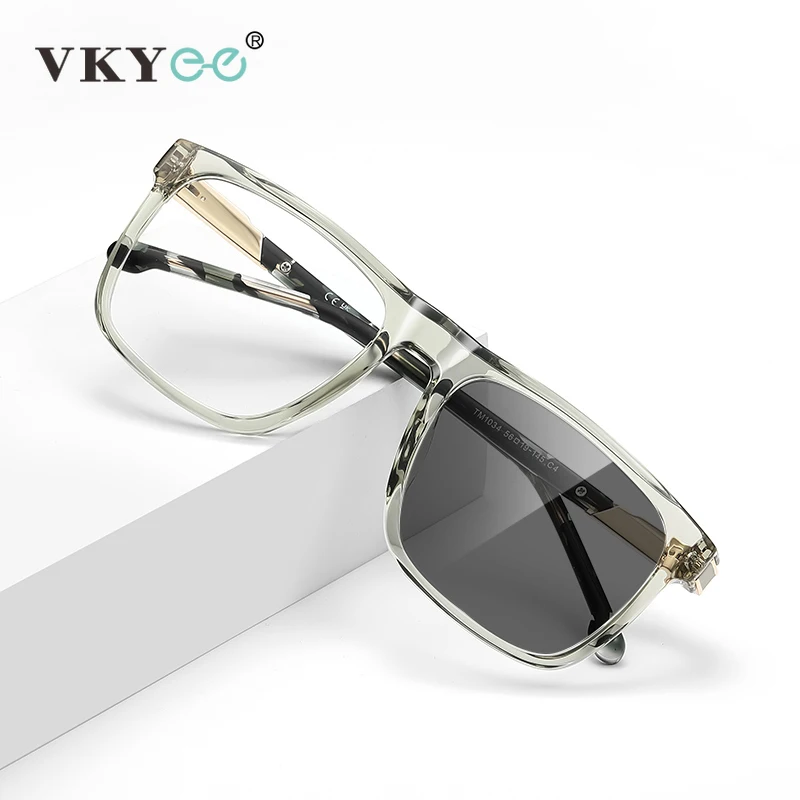 

VKYEE New Fashionable Large Frame Personalized Design Men's Anti-Blue Light Photochromic Glasses Customizable Prescription LS225