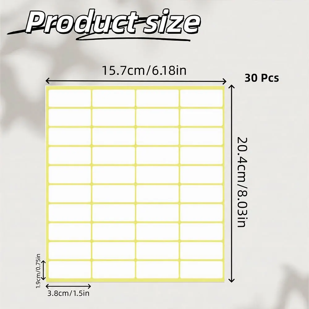 30 Sheets/1200pcs White Matte Blank Label Stickers, 19x38mm Self-Adhesive Writable Labels for Jars, Bottles, Names & Prices