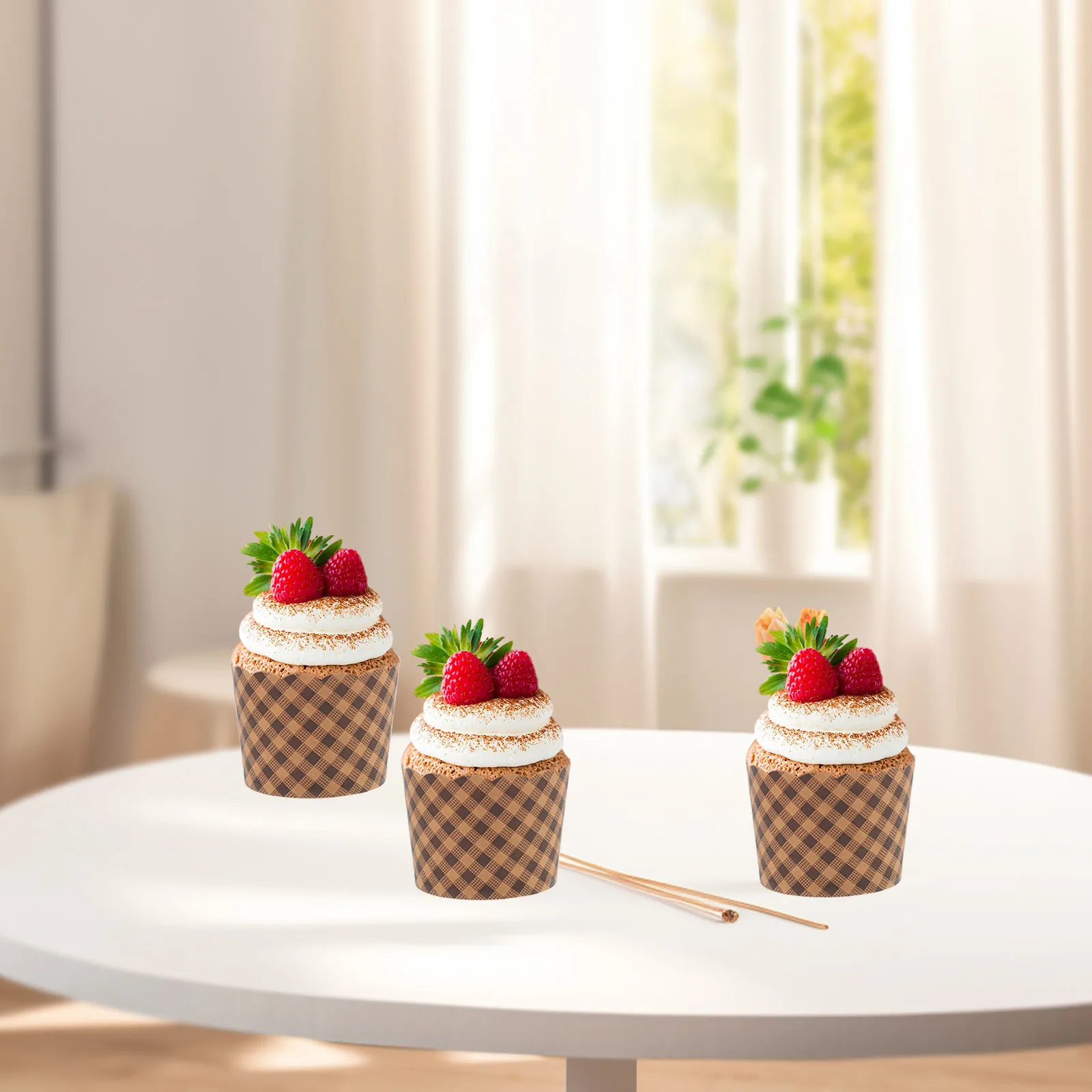 

50pcs Cake Plate Paper Liners Cupcake Wrappers Baking Cups Muffin Holder Kraft Wrappers for Dessert Bakery Party Decorative