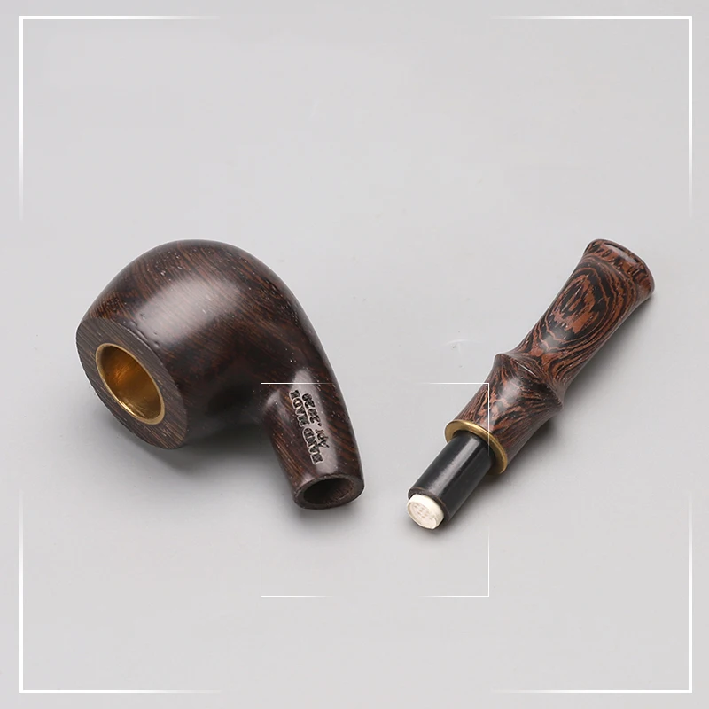 MUXIANG Handmade Wenge Wood Bent Stem Mouthpieces Tobacco Pipe for Smoking with 9mm Filters  Free 10 Pipe  Cleaning Tools aj0018