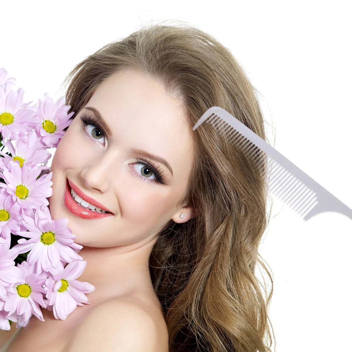 

2Pcs Metal Hair Comb Premium Stainless Steel Lightweight Discrete Hair Salon Comb for Travel Home Bathroom Styling All Scalp