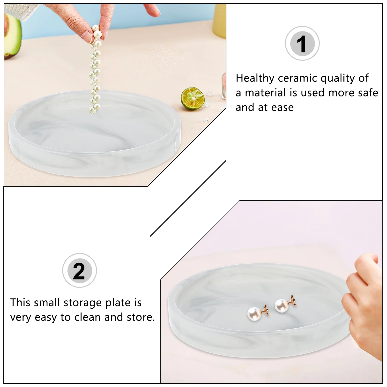 

Nordic Marbling Ceramic Plate Multipurpose Home Adornment Jewelry Storage Tray Kitchen Restaurant Holiday Party Decor