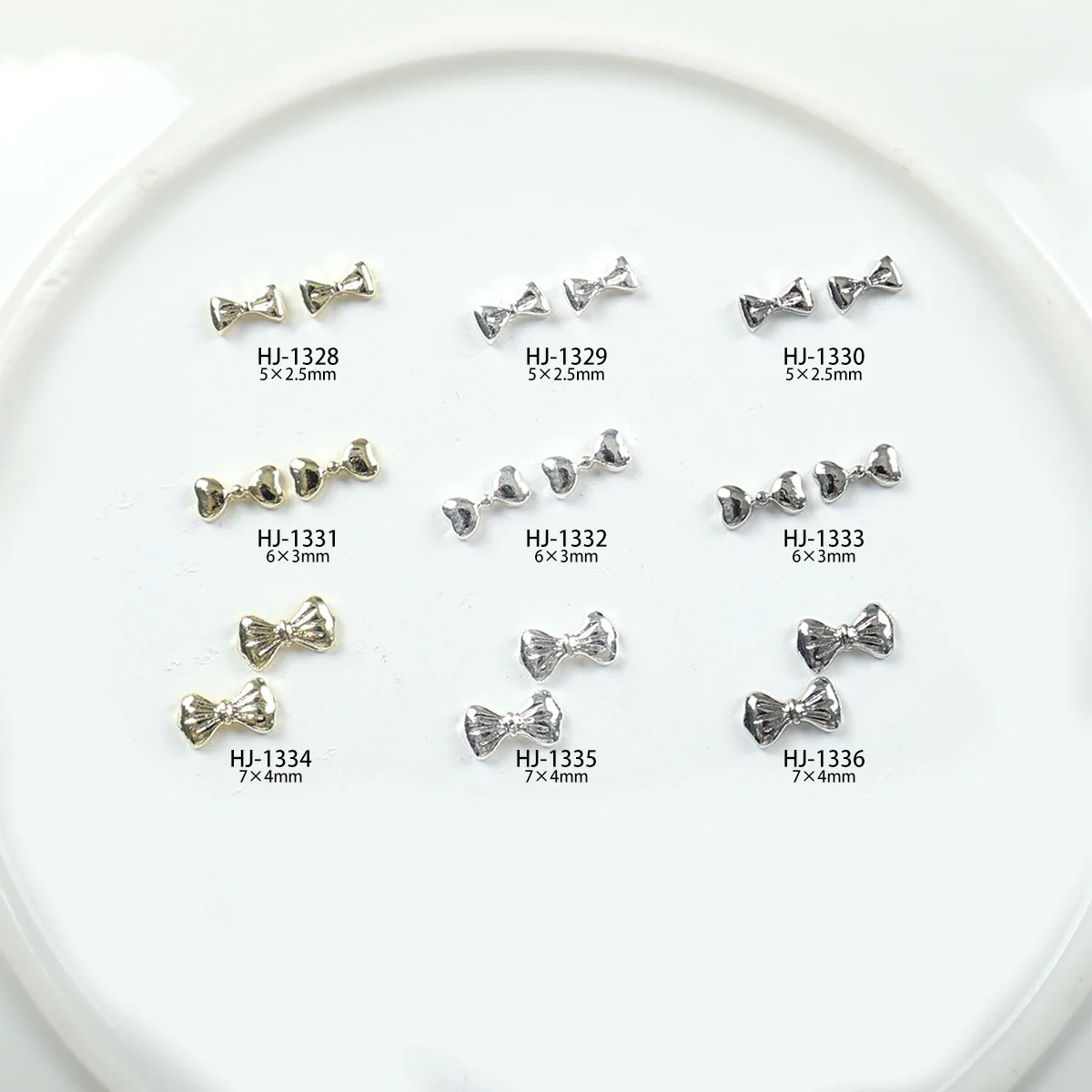 20 pçs mini 3d prata ouro metal laço arte do prego encantos acessórios peças para decoração de unhas manicure decoração suprimentos material