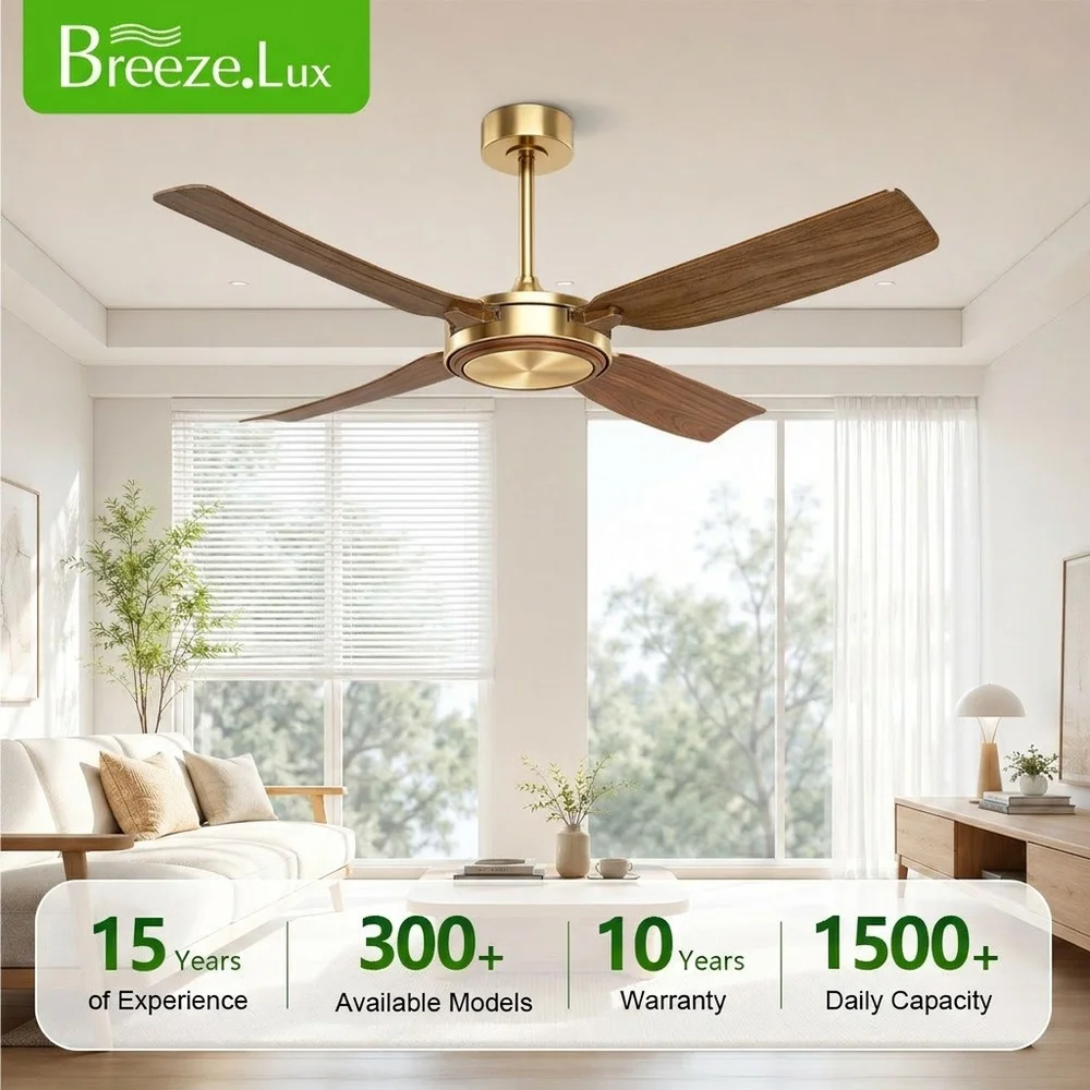 New Arrival 52-Inch 4 Blades Modern Ceiling Fans Remote Control App-Controlled BLDC Energy Saving 10-Year Warranty Household