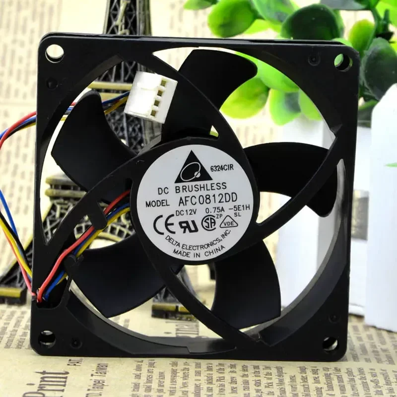 New Delta AFC0812DD 8020 8 cm 12 V 0.75 A Dual Ball Bearing PWM Automatic Speed Control Fan for Delta