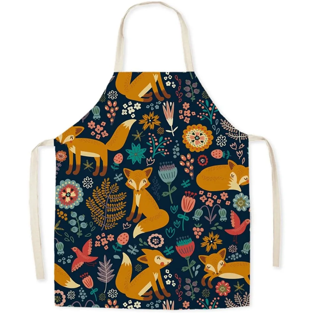 Fox Aprons Unisex Dinner Party Linen Nordic Cooking  Funny Pinafore Cleaning Aprons Home Accessory