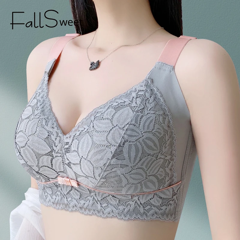 FallSweet-sujetadores de encaje Sexy para mujer, sujetador de realce, Bralette sin aros, lencería cómoda de talla grande