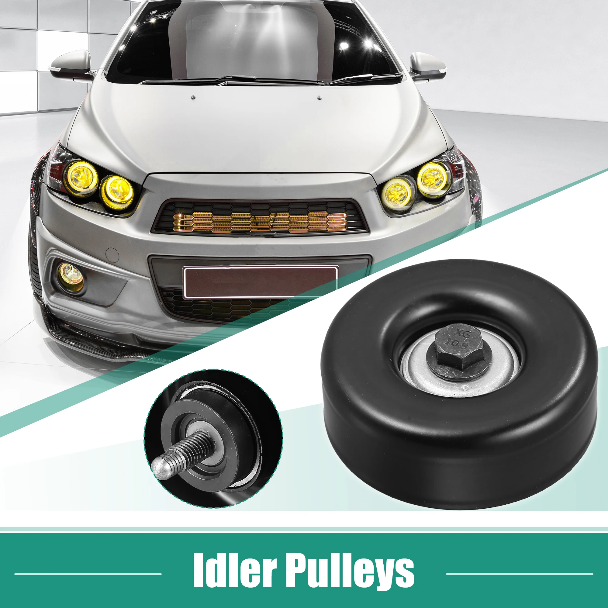 UXCELL Idler Pulley for Chevrolet Express Silverado for GMC Savana Sierra 36299 with Bolt 17 mm Insert Dust Shield Retainer