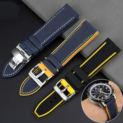 For Citizen Blue Angel watch strap second generation AT8020 JY8078 carbon fiber nylon Fluoro rubber watchband Silicone bracelet