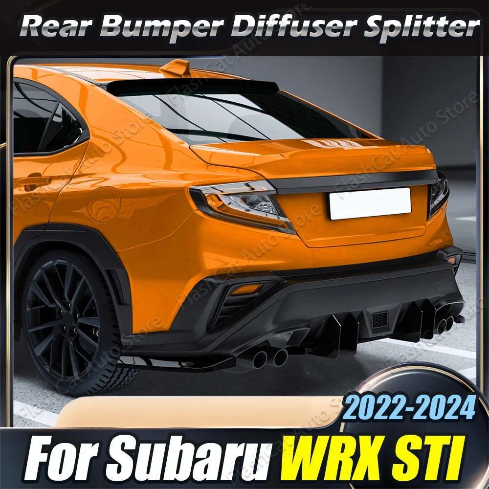 Rear Side Splitters Spoiler Lip Body Kit Gloss Black WRX STI 4 Fins Car Rear Bumper Diffuser For Subaru WRX STI 2022 2023 2024