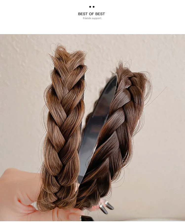 AOSIWIG Synthetisches Damenhaar, breite Fischgräten-Zöpfe, rutschfestes Stirnband, handgefertigt, Retro-Stirnband, Styling-Kopfbedeckung, Zubehör – Detail 15