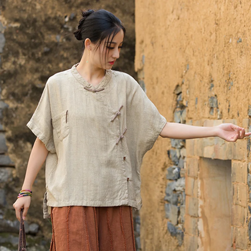 Long  Sleeve T-shirts  Vintage Clothes Blouses and Shirts Oversized T-shirt Women Clothes Women's Blouse Cotton and Linen