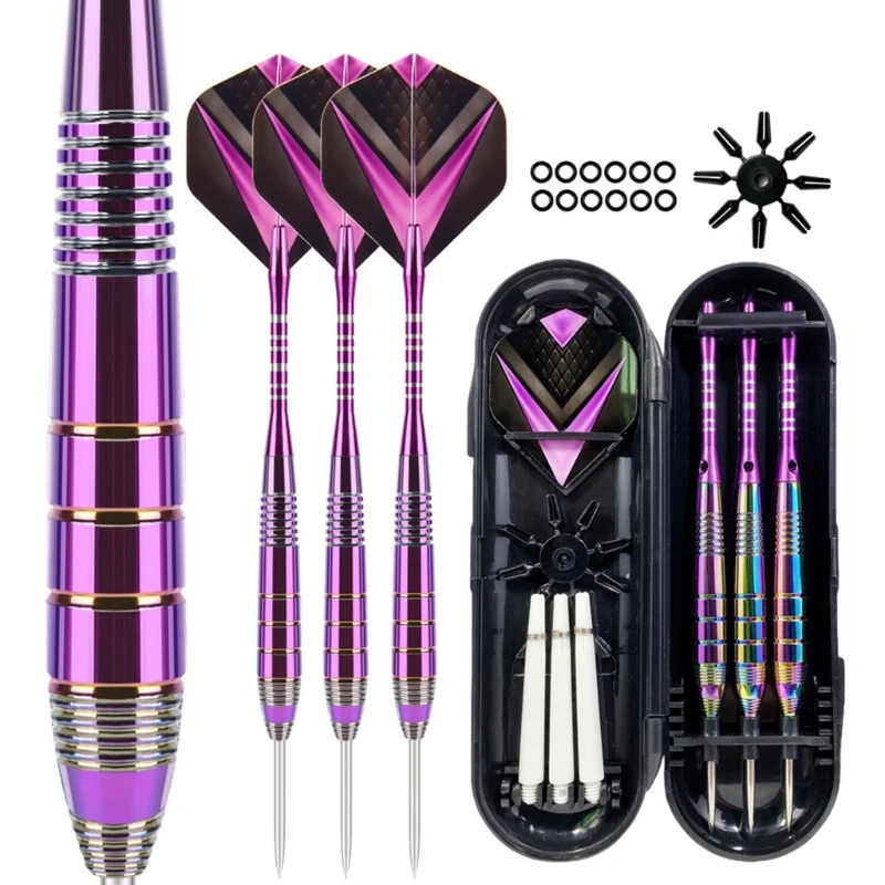 3Pcs/pack 22g Steel Tip Darts Sets Standard PET Flight, Aluminum Darts Shafts Steel Tip with Storage Box for Beginners 24BD