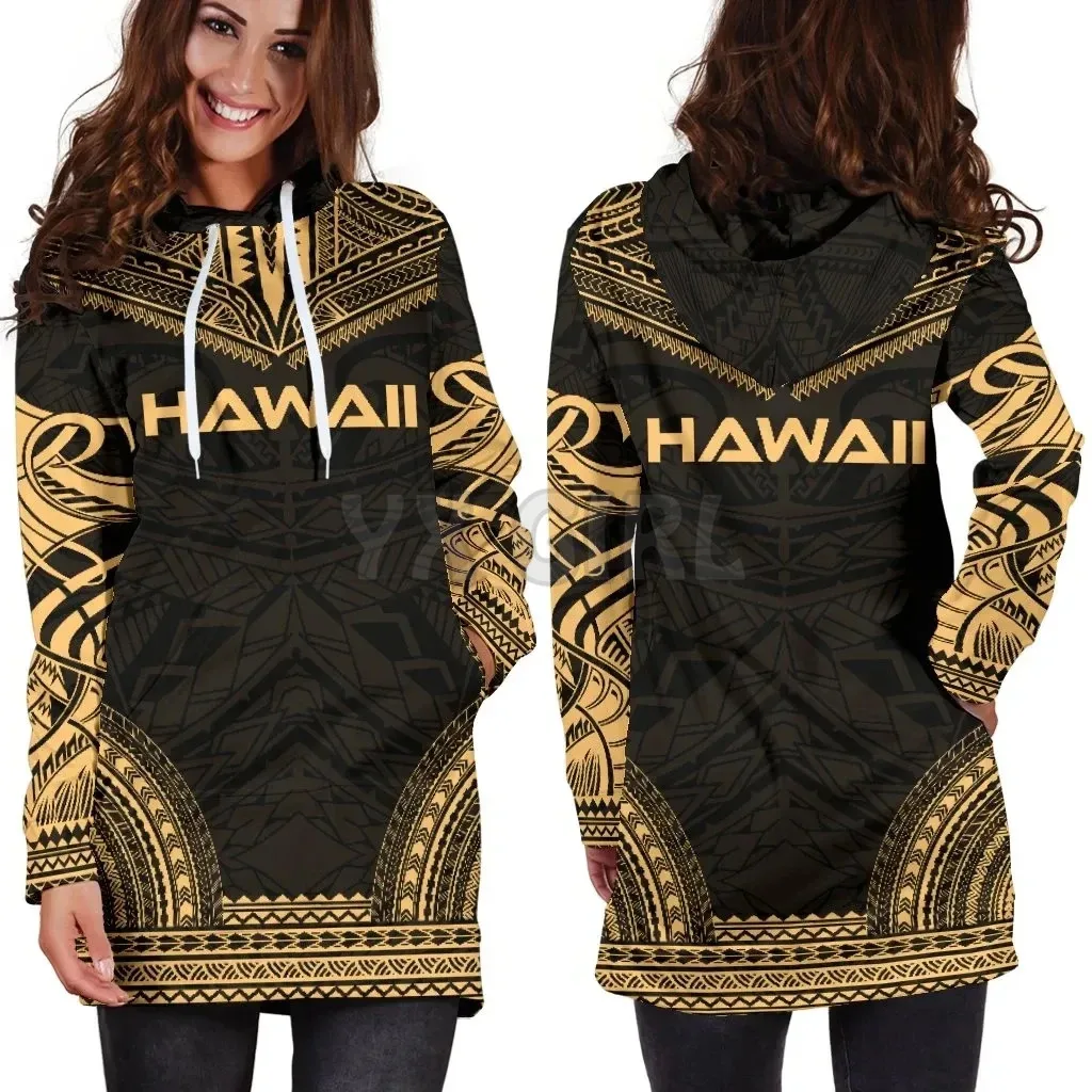 

Hawaii Polynesian Hoodie Dress 3D Printed Hoodie Dress Novelty Hoodies Women Casual LongSleeve Hooded Pullover Tracksuit