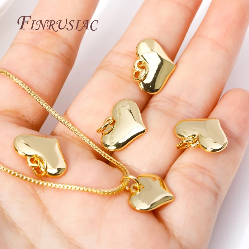 18K Gold Plated Heart Pendant For Necklace Making,High Quality Brass Metal Charms,Handmade DIY Jewelry Accessories Wholesale