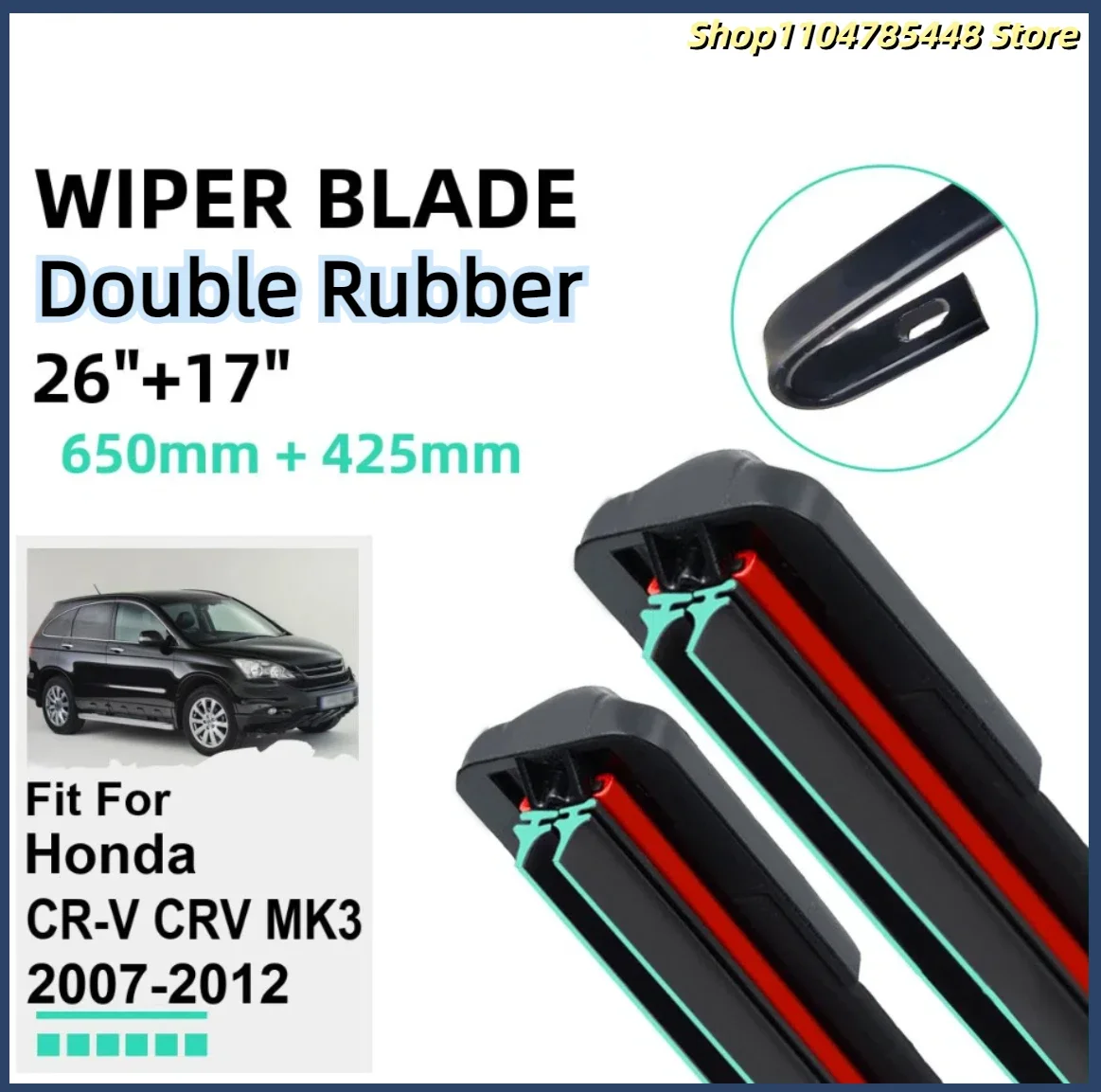 

Double Rubber Car Wiper Blades for Honda CR-V CRV MK3 2007-2012 Front Windscreen Windshield Rubber Car Accessories 2011 2012