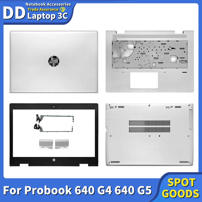 แล็ปท็อปใหม่ปกหลัง LCD สำหรับ HP Probook 640 G4 640 G5ด้านหน้า/Palmrest/ด้านล่าง/บานพับ LCD/กรอบ L09526-001สีเงิน