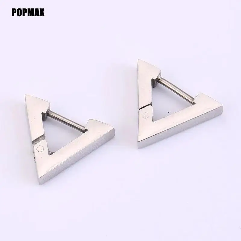 POPMAX gold color hoop earrings Stainless steel small hoop earrings Geometric triangle rectangle earrings wholesale