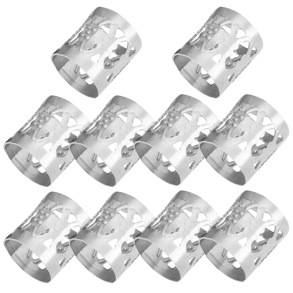10Pcs Braid Cuffs Dreadlocks Hair 8Mm Diameter 10Mm Length Adjustable Aluminum Alloy Hair Beads for Braiding Hairstyle
