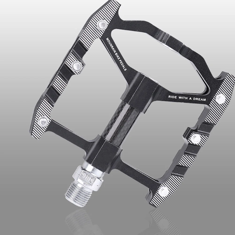 Aluminum Alloy Bike Pedals Black Durable Non-Slip Platform Pedals Bearing for Mountain Bike Riding Shock-Proof Corrosion