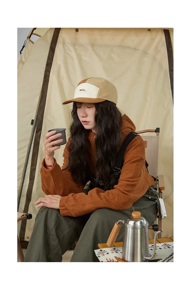 Japanese 5 Panel Patchwork Color Hip Hop Skateboard Baseball Caps Summer Sun Protection Outdoor Quick Dry Camping Street Cap