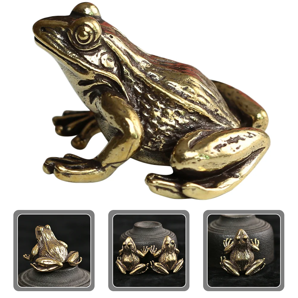 

Retro Brass Solid Frog Desktop Decorative Ornament Garden Statues Outdoor Pond Decorations Figurines Frogs Work Office for