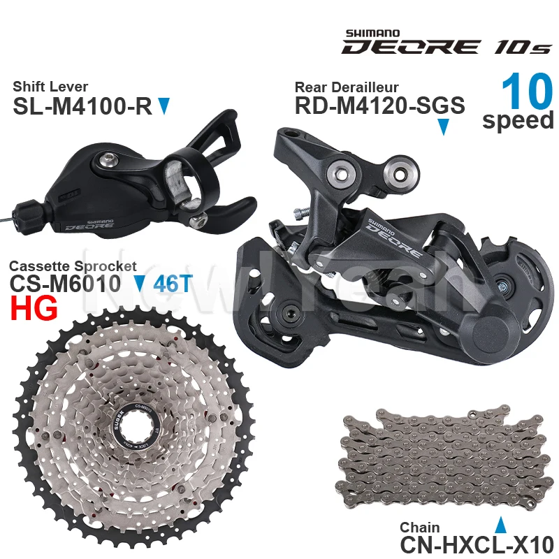 

SHIMANO DEORE 10 speed Groupset include M4100 Shifter M4120 M5120 Rear Derailleur Cassette 42T 46T 50T and X10 Chain Bike Parts