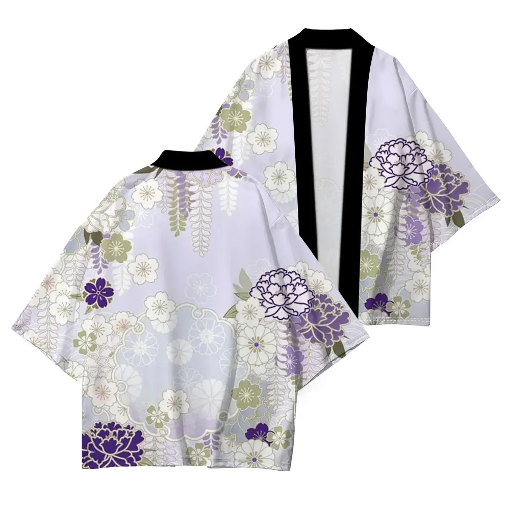 패션 패턴 프린팅 공정 데일리 캐주얼 기모노 편안한 고품질 가디건 반팔 2024 봄 패션 신상