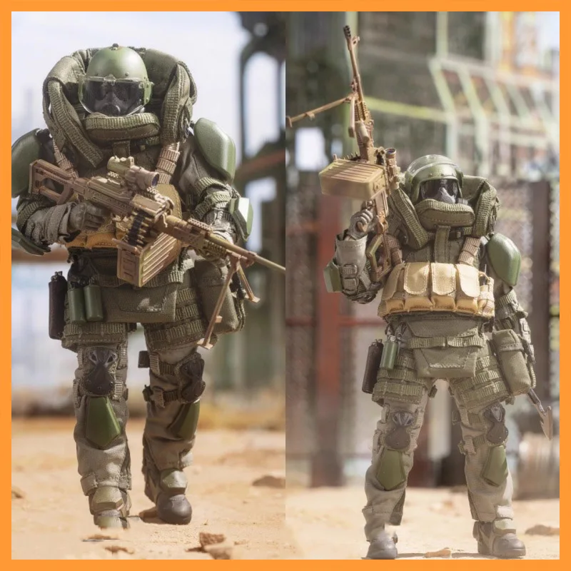 

1/12 Scale HASUKI Black Action Second Shot SA02 Green Helmet Shield Soldier Full Set Fit 6inch Action Figure Model Toys