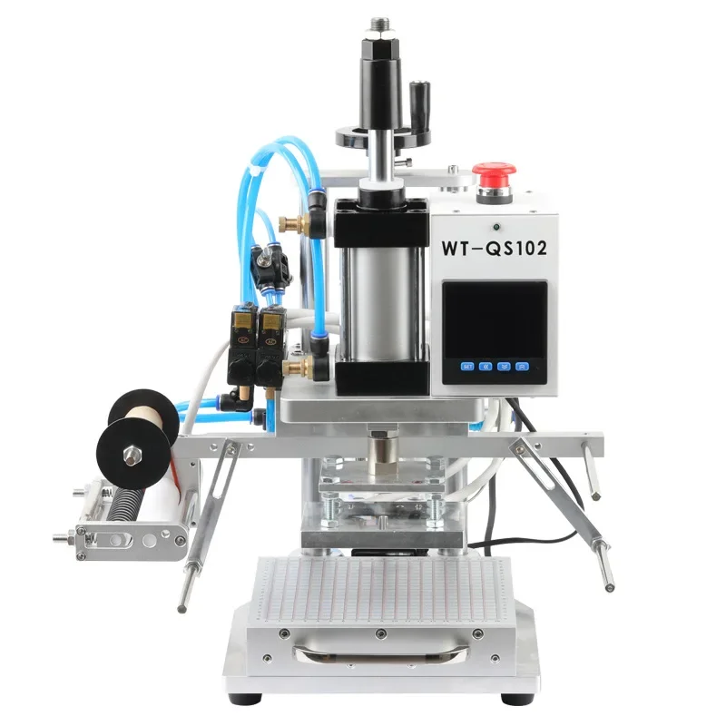 Drawer type pneumatic bronzing machine PU leather hot pressing paper business card, automatic winding