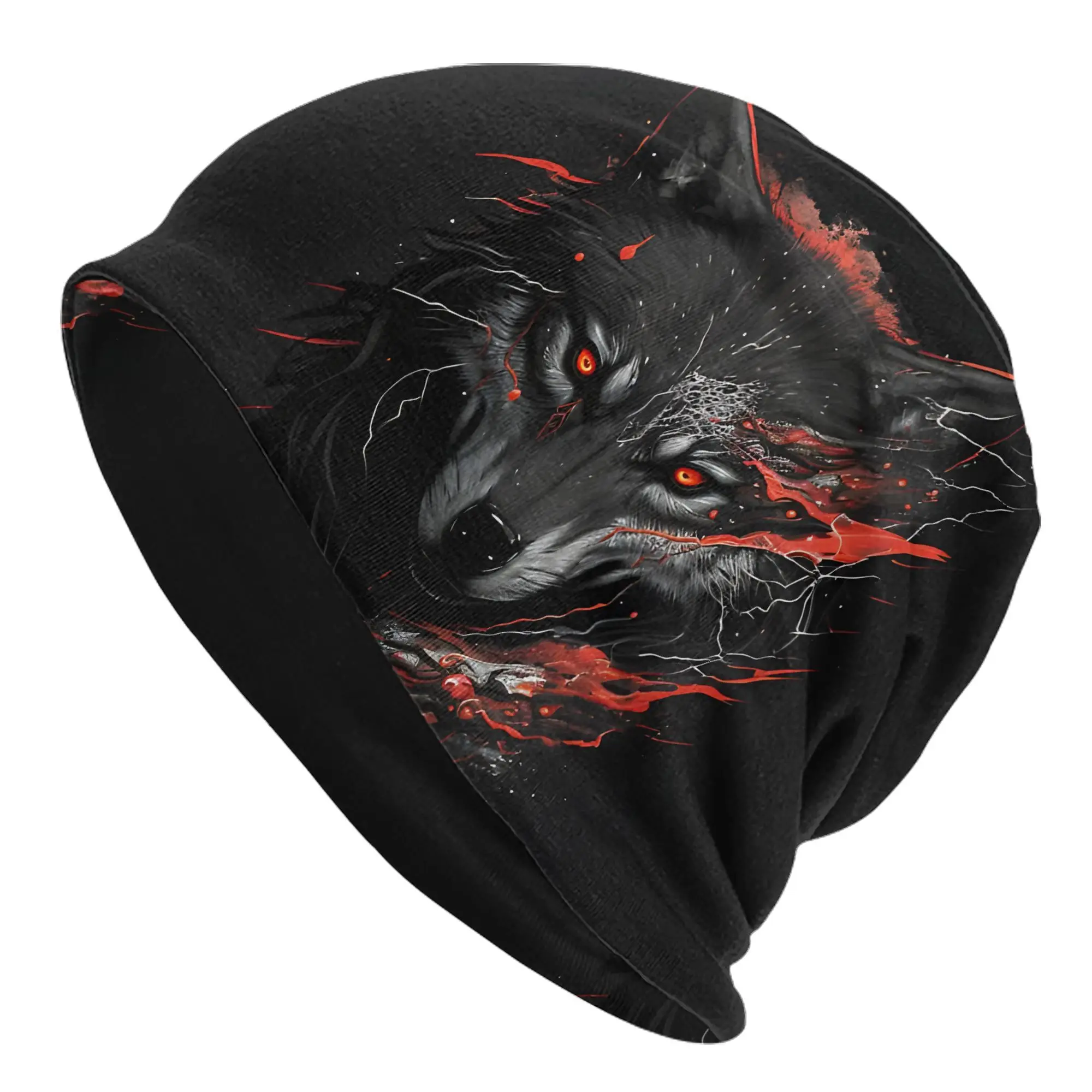 Wolf Art Gothic Beanie Hat with Realistic Wolf Skull Cap Unisex Hip Hop for Statement Accessory for Themed Parties Casual Attire