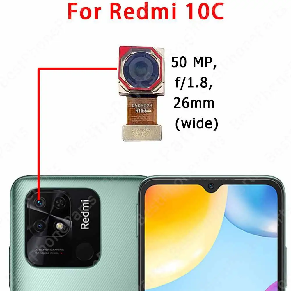 กล้องด้านหลังสำหรับ Xiaomi redmi 10 10A 10C นายก2022โมดูลกล้องหลัง