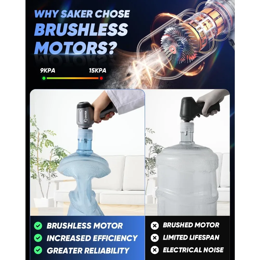 مكنسة سيارة ساكر المحمولة اللاسلكية 3 في 1 مكنسة سيارة محمولة بقوة 15000 باسكال عالية مع محرك بدون فرش وTypeC لعيد الميلاد Ca