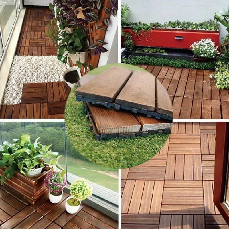 Decoration Of Household Splicing Solid Wood Flooring, Terrace, Courtyard, Outdoor Ground, Balcony Renovation, Solid Wood Floorin